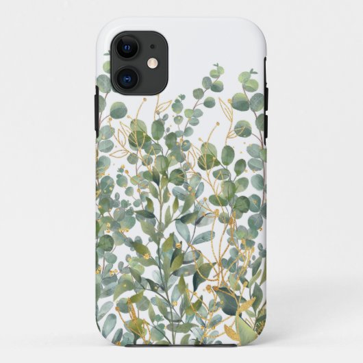 Coques Case-Mate iPhone Feuilles D'Eucalyptus Botanique Or Et Vert (Dos)