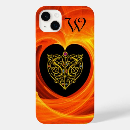 Coques Case-Mate iPhone FEUILLES D'OR CELTIC KNOT COEUR Noir Orange Jaune (Verso)