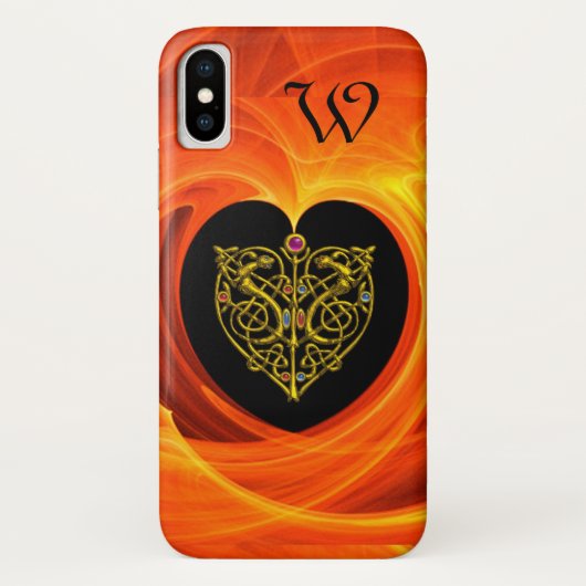 Coques Case-Mate iPhone FEUILLES D'OR, COUPONS CELTIQUES jaune orange noir (Dos)