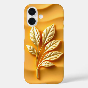 Coques iPhone 16 Feuilles d'or sur Ochre Coque-coque iphone Mate