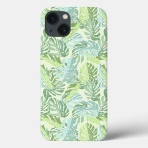 Etui iPhone 13 Feuilles du Pastel Tropical Palm