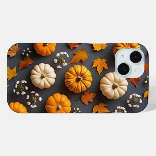 Coques Case-Mate iPhone Feuilles et fleurs de automne mignonnes (Verso (horizontal))