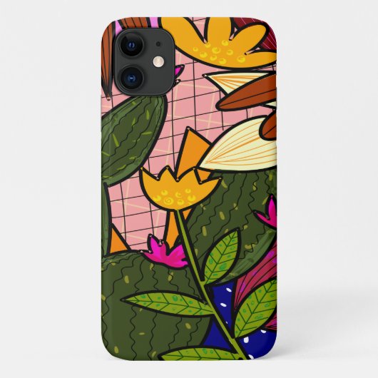 Coques Case-Mate iPhone Feuilles et fleurs tropicales abstraites (Dos)