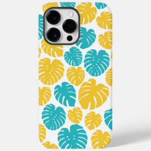 Coque Pour Pour iPhone 14 Pro Max Feuilles Monstera en Turquoise, Jaune et Blanc