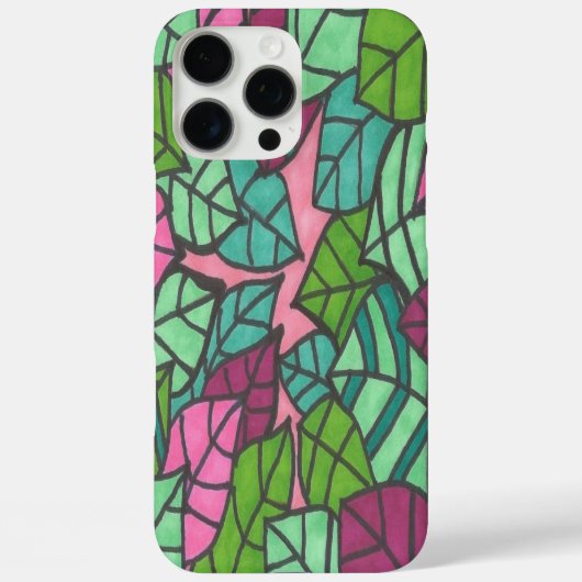 Coques Case-Mate iPhone Feuilles Pink and Green Palm (Verso)