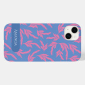 Coques Case-Mate iPhone Feuilles roses, bleues et blanches Tapis de sol (Verso (horizontal))