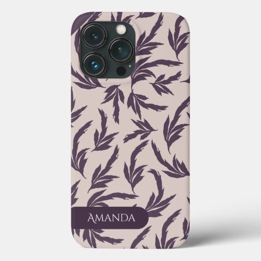 Coques Case-Mate iPhone Feuilles roses, prune et blanches (Verso)