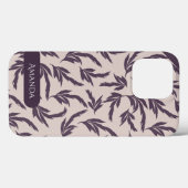 Coques Case-Mate iPhone Feuilles roses, prune et blanches (Verso (horizontal))