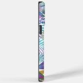Coques Case-Mate iPhone Feuilles tropicales iridescentes, nom violet, blan (Verso / Droite)