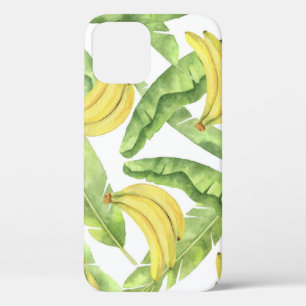 Case-Mate iPhone Case Feuilles tropicaux, bananes, motif aquarelle.
