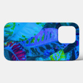 Coques Case-Mate iPhone Feuilles tropicaux bleus. Coque-coque iphone (Verso (horizontal))