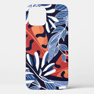 Case-Mate iPhone Case Feuilles tropicaux colorés Arrière - plan bleu