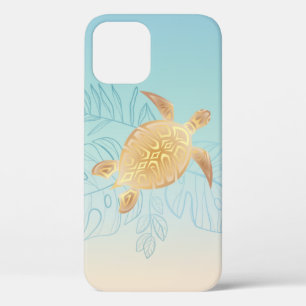 Case-Mate iPhone Case Feuilles tropicaux de la tortue de mer d'or