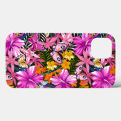 Coques Case-Mate iPhone Feuilles tropicaux et fleurs (Verso (horizontal))