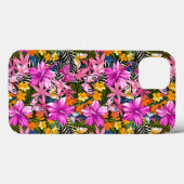 Coques Case-Mate iPhone Feuilles tropicaux et fleurs (Verso (horizontal))