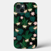 Coques Case-Mate iPhone Feuilles tropicaux et fleurs Motif noir (Verso)
