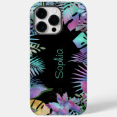 Coques Case-Mate iPhone Feuilles tropicaux Iridescendant, Nom Turquoise cl (Verso)