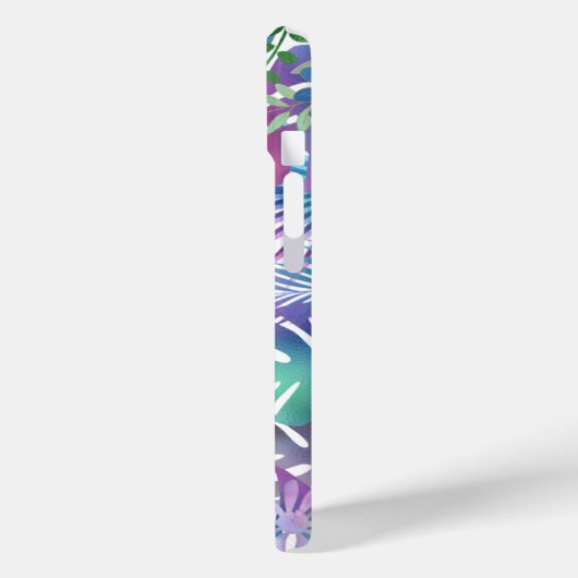 Coques Case-Mate iPhone Feuilles tropicaux, Nom de script en blanc (Verso / Gauche)