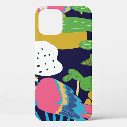 Coques Case-Mate iPhone Feuilles tropicaux, perroquets : arrière - plan d' (Verso)