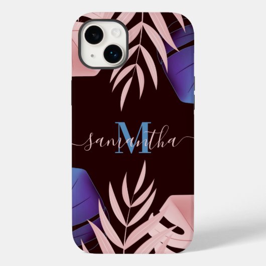 Coques Case-Mate iPhone Feuilles tropicaux rose (Verso)