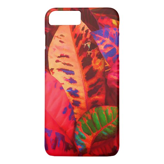 Coques Case-Mate iPhone Feuilles tropicaux rouges. (Dos)