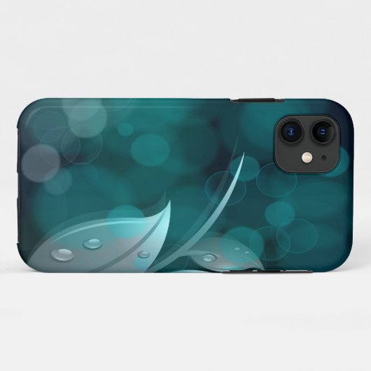 Coques Case-Mate iPhone Feuilles turquoise Bokeh (Dos (Horizontal))