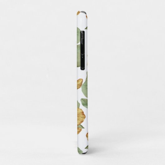 Coques Case-Mate iPhone Feuilles verts et or. Motif (Dos/Gauche)