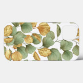 Coques Case-Mate iPhone Feuilles verts et or. Motif (Verso (horizontal))