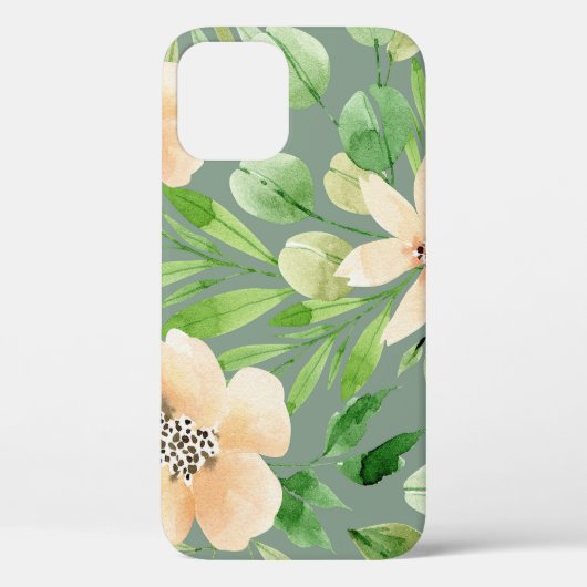 Coques Case-Mate iPhone Feuilles verts, Fleurs roses : Aquarelle. (Verso)