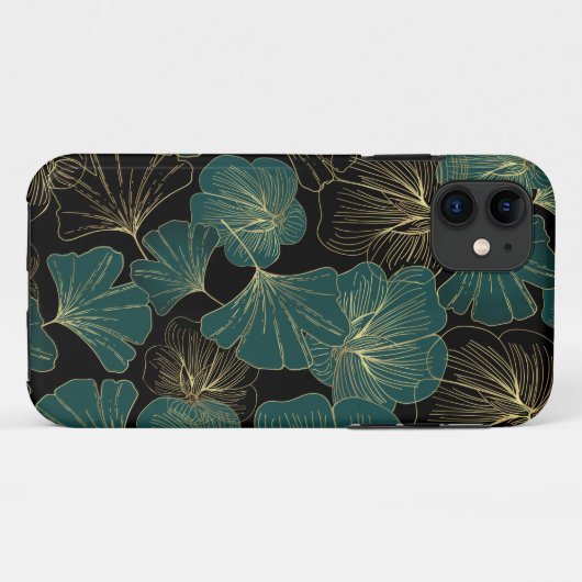 Coques Case-Mate iPhone Feuilles verts or (Dos (Horizontal))