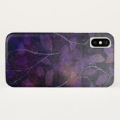 Coques Case-Mate iPhone feuilles violets sur noir (Dos (Horizontal))