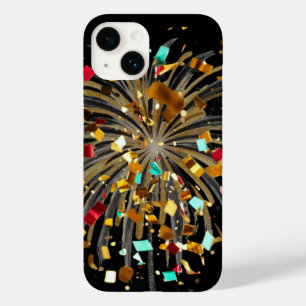 Coque Pour iPhone 14 Feux d'artifice dorés et célébration de confettis