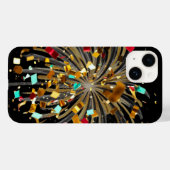 Coques Case-Mate iPhone Feux d'artifice dorés et célébration de confettis (Verso (horizontal))