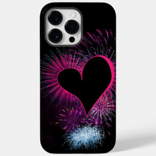 Coque Pour Pour iPhone 14 Pro Max Feux d'artifice et coeur au milieu