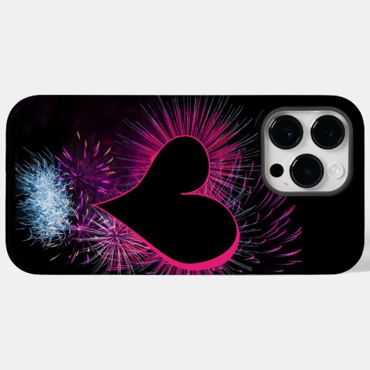 Coques Case-Mate iPhone Feux d'artifice et coeur au milieu (Verso (horizontal))