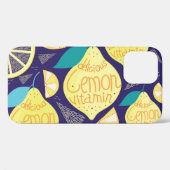 Coques Case-Mate iPhone Feux de citrons : bleu foncé Motif brillant (Verso (horizontal))