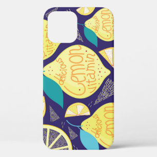 Case-Mate iPhone Case Feux de citrons : bleu foncé Motif brillant