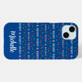 Coques Case-Mate iPhone Feux de Noël bleu (Verso (horizontal))