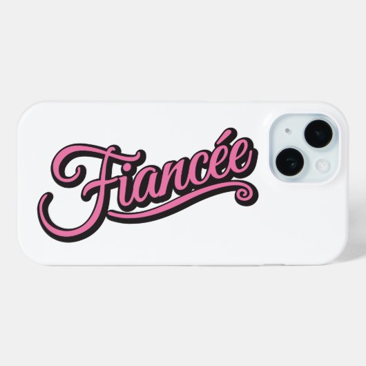 Coques Case-Mate iPhone Fiancée noir/rose sur blanc (Verso (horizontal))