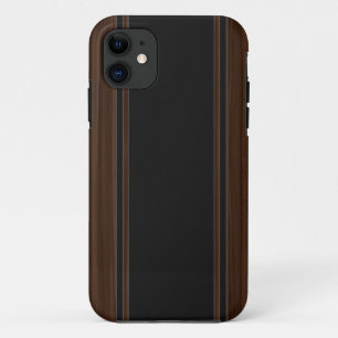 Coques Pour iPhone Fibre de carbone et caisse en bois foncée de