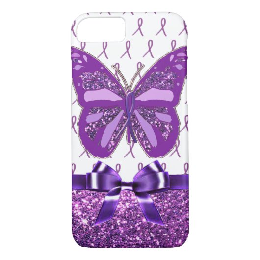 Coques Case-Mate iPhone Fibromyalgie Violet Sensibilisation Papillon Ruban (Dos)