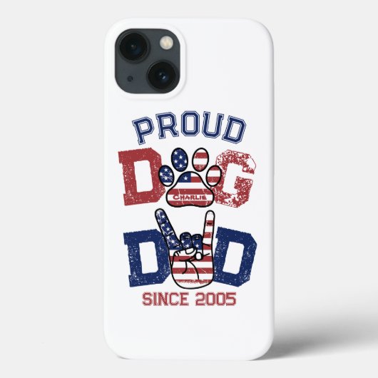 Coques Case-Mate iPhone Fier American USA Pet Dog Papa Lover US Drapeau Ca (Verso)
