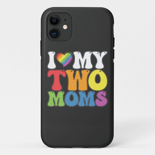 Coques Case-Mate iPhone Fierté LGBT J'Aime Mes Deux Moms Soutien Lesbien G (Dos)