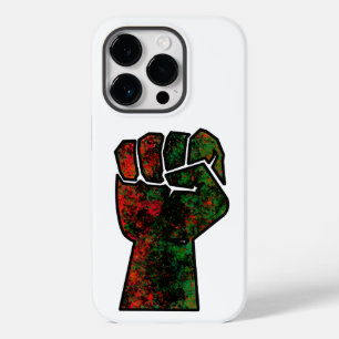 Coque Pour iPhone 14 Pro fierté noire drapeau rouge vert poing panafricain