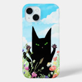Coques Case-Mate iPhone Fièvre du printemps du chat noir : chaton et fleur (Verso)