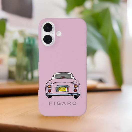 Coques Case-Mate iPhone Figarations Nom Figaro rose Monogramme de voiture