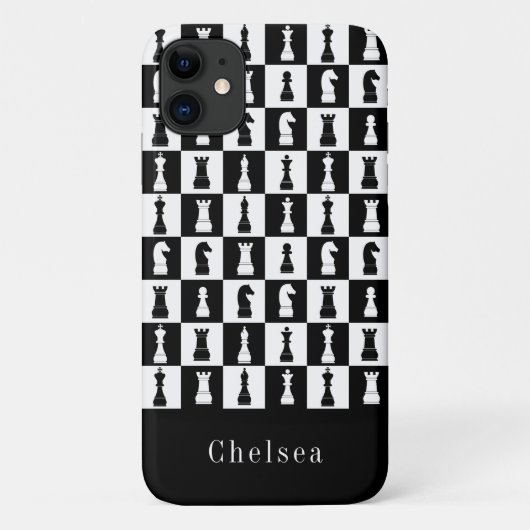 Coques Case-Mate iPhone Figures de jeu d'échecs motif noir et blanc nom (Dos)