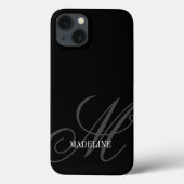 Coques Case-Mate iPhone Filigrane monogramme personnalisée élégant noir (Verso)