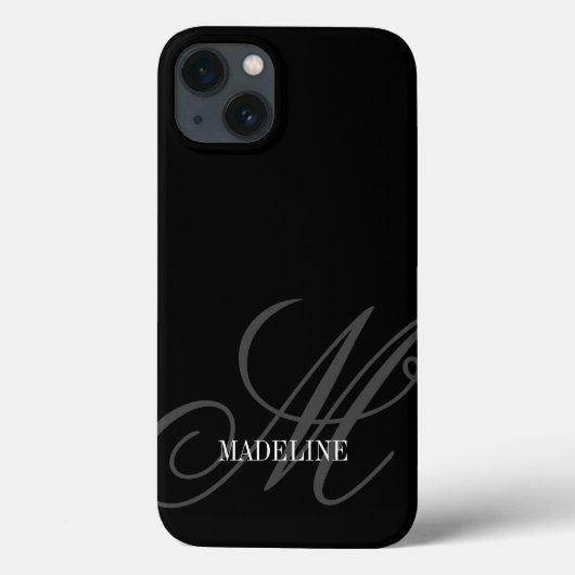 Coques Case-Mate iPhone Filigrane monogramme personnalisée élégant noir (Verso)
