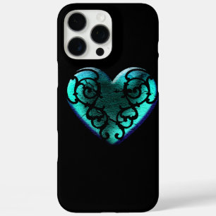 iPhone 16 Pro Max Case Filigree Goth Ice Blue Heart
